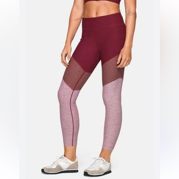 Outdoor Voices Burgundy Tri Color 7/8 Leggings - Picture 1 of 6